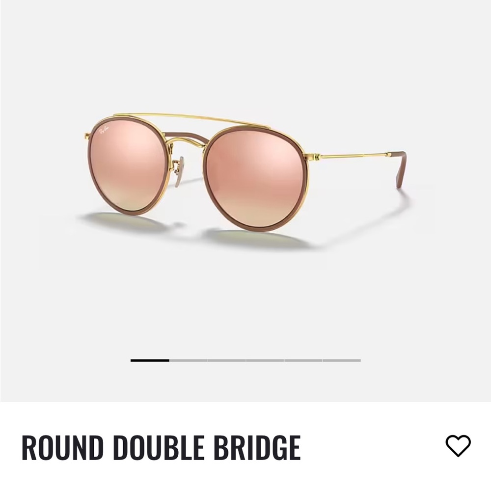 Ray-Ban Mirrored-Sunglasses Round Double Bridge Gold Frame Copper Lenses